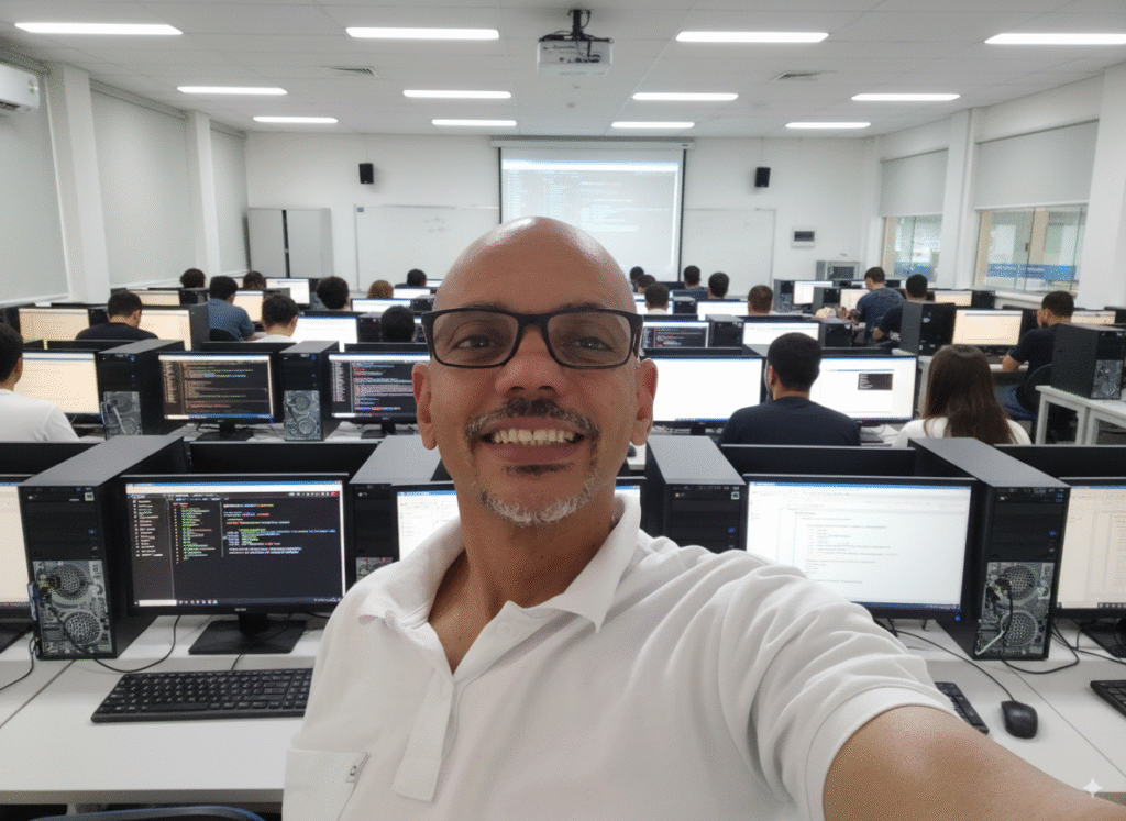 professor Paulo Cesar ministrando aula de computação na universidade professor Paulo Cesar ministrando aula de computação na universidade